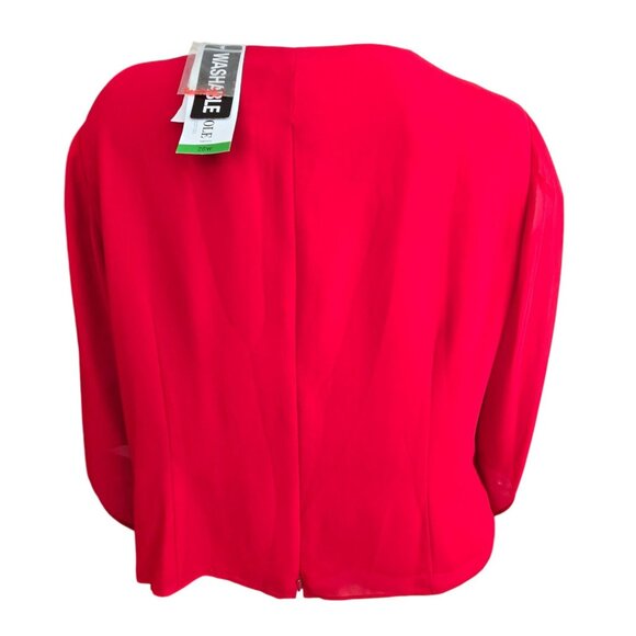 Danny & Nicole Womens Red Blouse Plus 26W Embroidered Zip Back JJ4050 - Picture 10 of 12